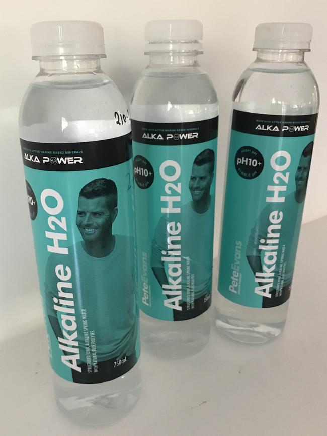 Bottles of Pete Evans’ alkaline water, tested by The Sunday Telegraph.