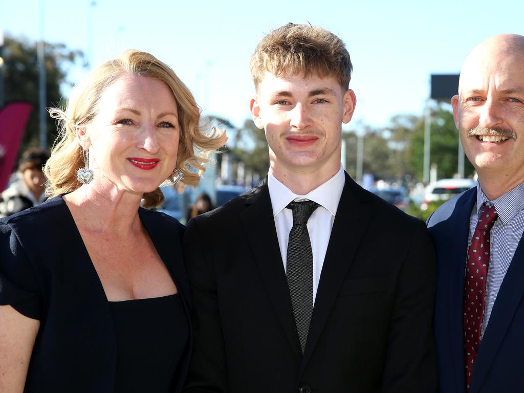 Geelong High graduation at GMHBA Stadium. Kate, Peter and Paul Gregor. Picture: Mike Dugdale