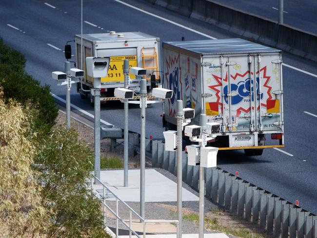 Fixed speed and CCTV cameras on the South-Eastern Freeway. Picture: Matt Turner