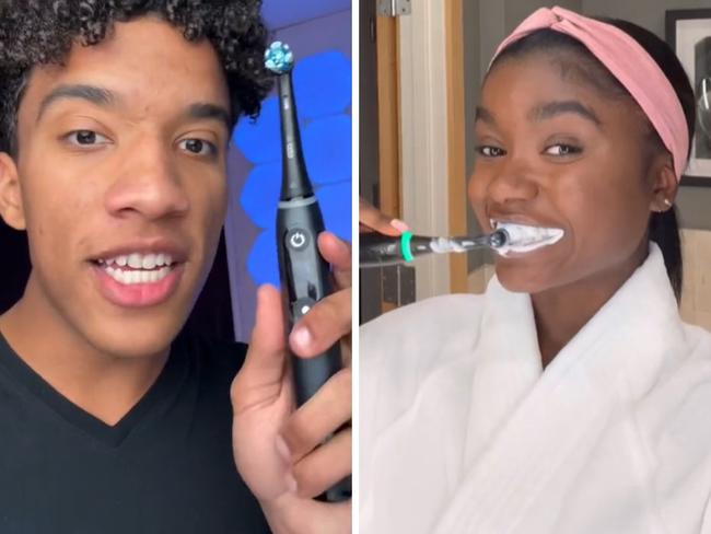 Keep your teeth sparkling clean with a top of the range electric toothbrush. Picture: TikTok/@carterpcs, @kiaranlanier.