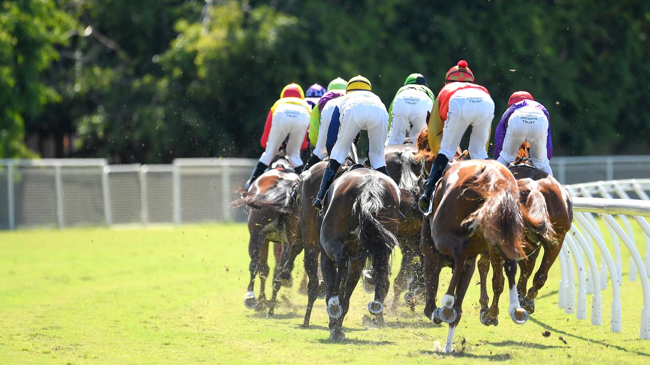 Horses race at Eagle Farm. Picture: AAP Image—Albert Perez.