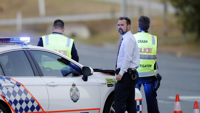 Emergency services pictured at a fatal pedestrian accident on the intersection of Wembley Road and Greenfern Drive, Browns Plains. Pic: Josh Woning