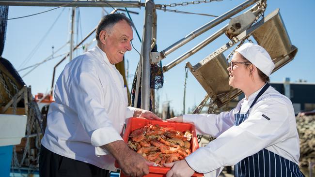 Nick Tzimas with some fresh Moreton Bay seafood. Photo: Dominika Lis