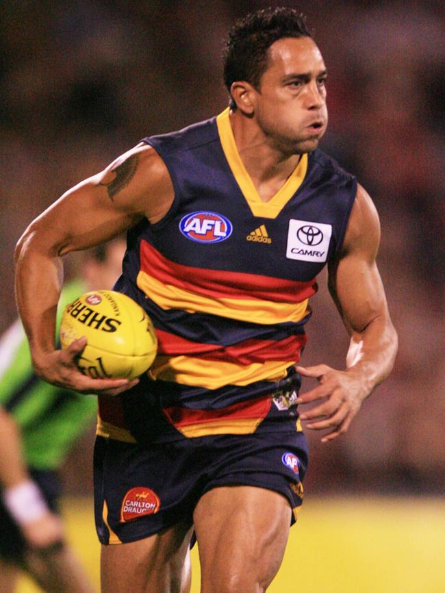 Andrew McLeod in action for the Crows against North Melbourne at Football Park.