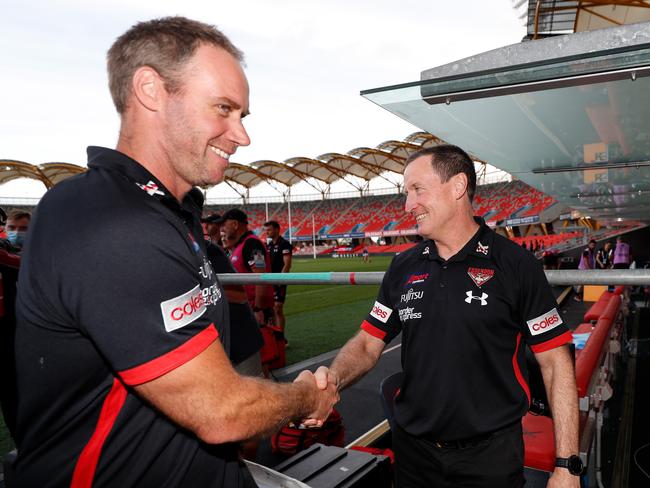 The John Worsfold-Ben Rutten succession plan was meant to be the answer for the Bombers. Picture: AFL Photos/Getty Images