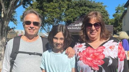 Ted, Darcel, 11, and Karen Wlas at the Sunshine Coast Agricultural Show 2023.