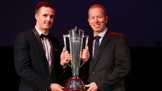 Mark Winterbottom and Steve Richards claiming the Event of the Year award for their Bathurst win in 2013.