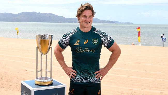 Michael Hooper of the Wallabies in the other photo taken in Townsville. Picture: Ian Hitchcock / Getty Images