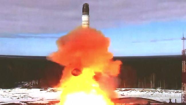 Russia launched the Sarmat intercontinental ballistic missile system in 2022. Picture: AFP.