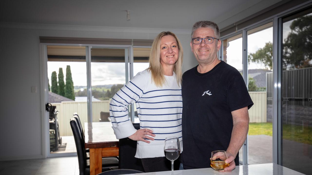 Former Queenslanders Amanda and Chris Birchall at their McCracken home. Picture: Emma Brasier