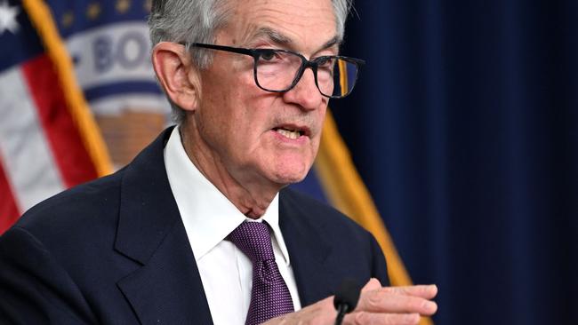 Sweeping tariffs could force the US Federal Reserve, led by chairman Jerome Powell, to slow its rate cutting agenda. Picture: Andrew Caballero-Reynolds/AFP