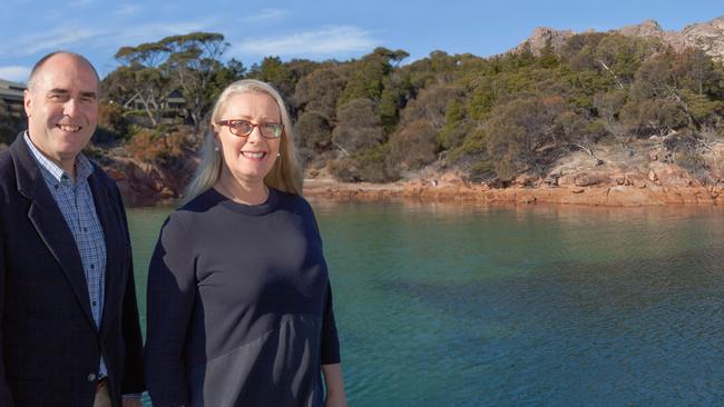 RACT chief Harvey Lennon and development team leader Brett Torossi at Freycinet Lodge.