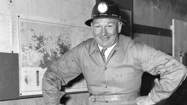 SA Premier Sir Thomas Playford at the Radium Hill uranium mine in 1958.