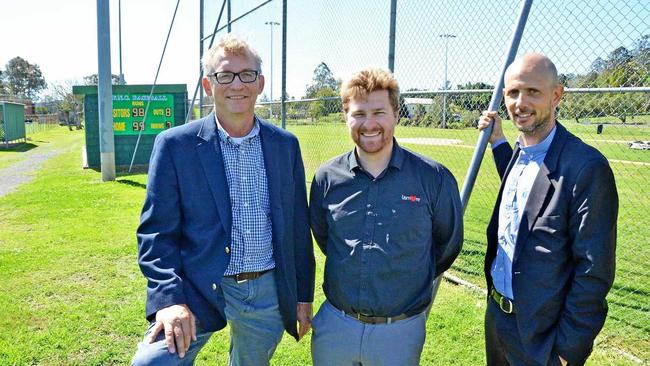 Inspecting the Albert Park baseball facility today were (from left) Major League Baseball‚Äôs Murray ‚Äòfield guru‚Äô Cook with Lismore City Council‚Äôs Tourism and Events Manager Mitch Lowe and Baseball Australia's Justin Drew.