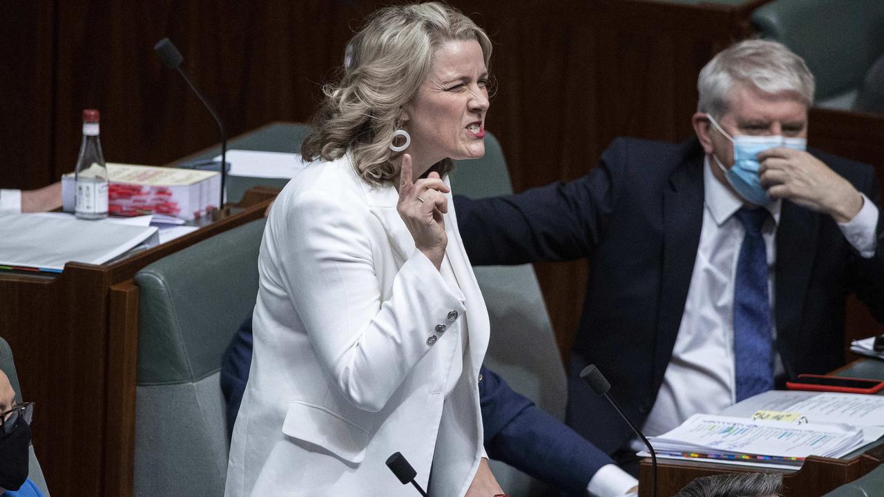 Minister for Home Affairs and Minister for Cyber Security Clare O'Neil on the attack during Question Time. Picture: NCA NewsWire / Gary Ramage