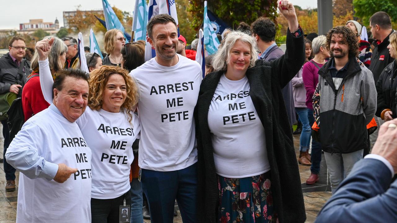 Ms Bonaros (centre left) said the new laws were ‘draconian’. Picture: NCA NewsWire / Naomi Jellicoe