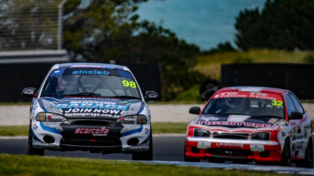 Sin Sports car driver Benjamin Schoots winner of the CUE Tourist Trophy. Image: Revved Photography.