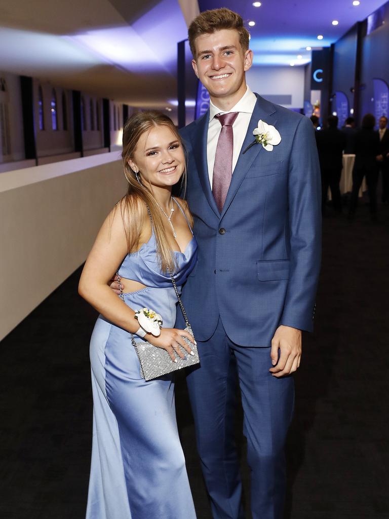 Chloe Boyes and Sam Rogers pictured at the 2021 Nudgee College year 12 formal, Royal International Convention Centre Brisbane 19th of September 2021. (Image/Josh Woning)