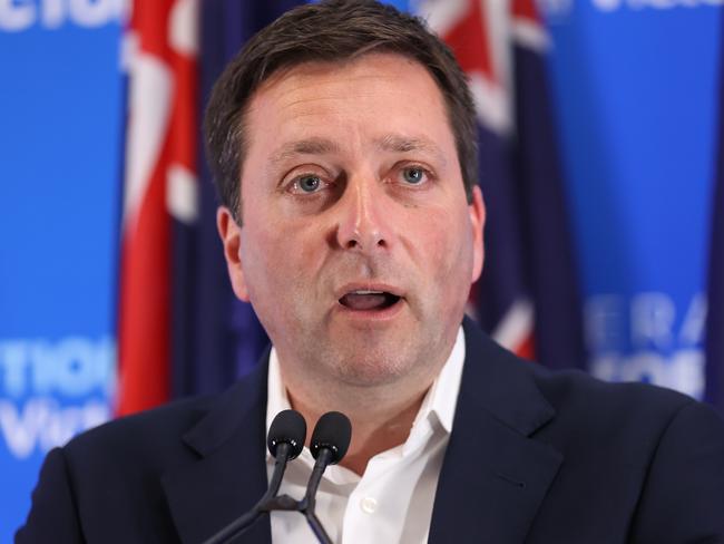 Victorian Liberal Election Party Doncaster Bowling Club. Matthew Guy arrives with wife Renae to speak to supporters after his defeat to Daniel Andrews.                      Picture: David Caird