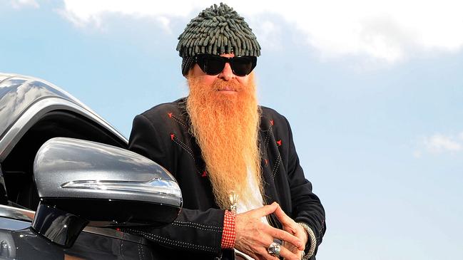 ZZ Top lead singer and guitarist Billy Gibbons who is on the Coast with a Mercedes S63 AMG. Pic John Gass