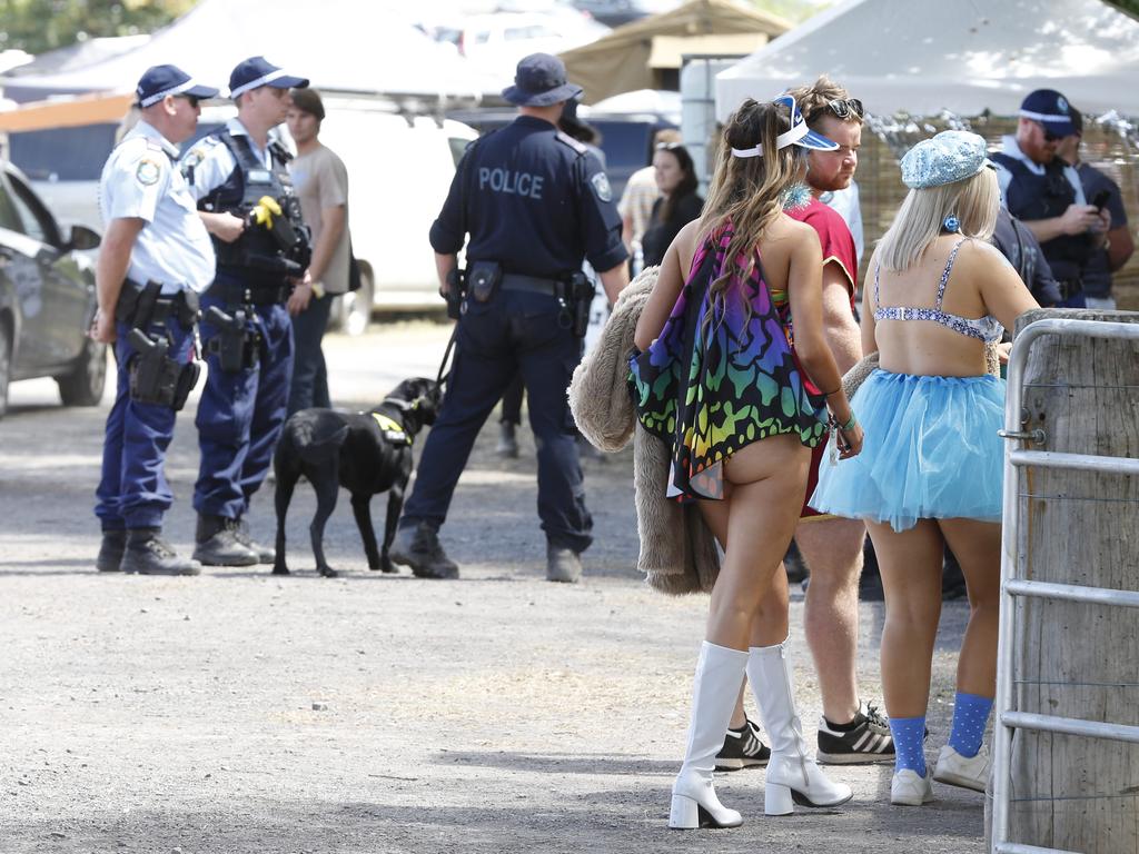 General police presence at the Secret Garden music festival at Camden on Saturday. Picture: David Swift.