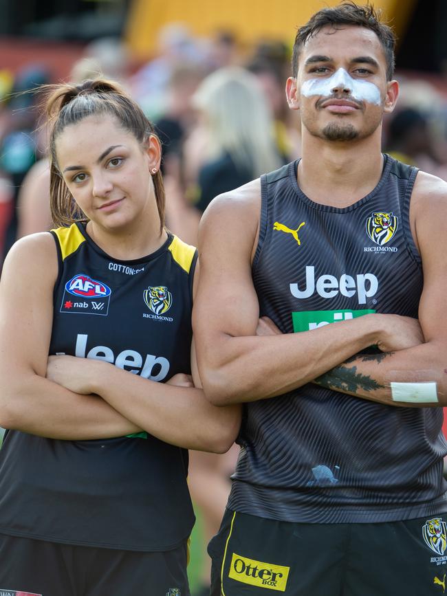 Monique Conti met boyfriend Sydney Stack at Punt Road. Pic: Jay Town