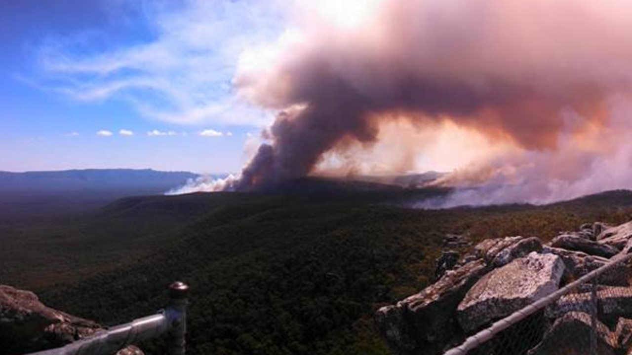 The view from a park lookout in the Grampians as the fires spread. Picture: Parks Victoria.