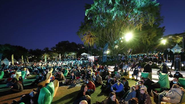 The crowds pictured at South Bank for the announcement of the 2032 Olympic host nation and city, Brisbane 21st of July 2021. (Image/Josh Woning)