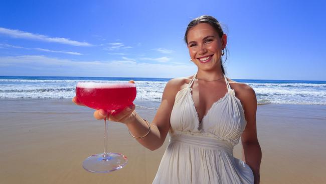 Jessica Sims enjoys the beachfront at the Langham on the Gold Coast. Pic: Adam Head