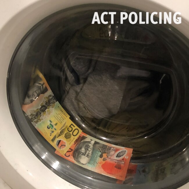 Cash found at John Wright's Braddon Unit. Picture: ACT Policing