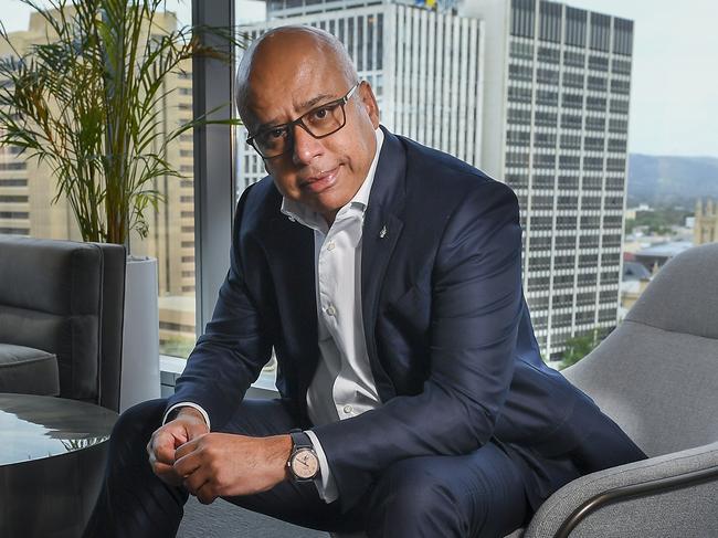 Sanjeev Gupta poses in his city office on the 10th floor of the EY  building in Adelaide Tuesday,October,22,2024.Picture Mark Brake