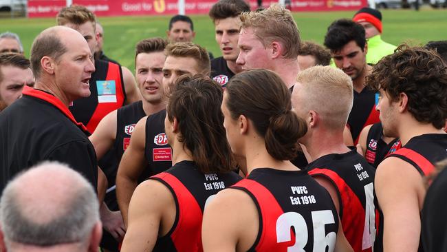 Pascoe Vale coach Digby Morrell calls the shots. Picture: Josie Hayden