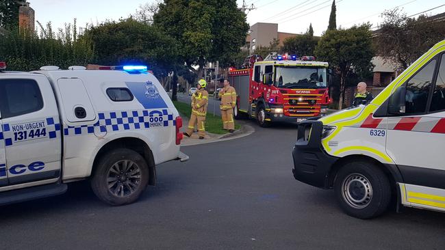 Police, firefighters and paramedics all attended a fire in Montgomery St, Ringwood on July 15. Picture: Kiel Egging.