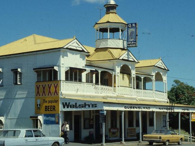 Photos of the Queensland National Hotel over the years at 28 Morgan Street, Mount Morgan.