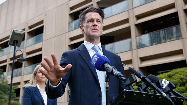 Premier Chris Minns at a press conference at NSW Parliament on Tuesday morning. Picture: NewsWire / Max Mason-Hubers