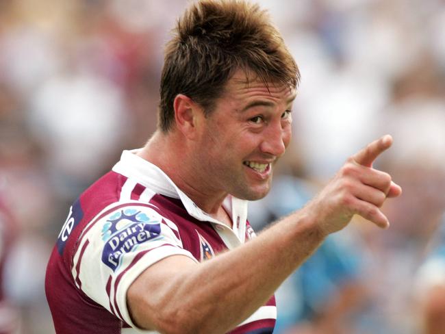 Terry Hill makes a point to a touch judge during Manly v Cronulla NRL game at Brookvale Oval in Sydney.