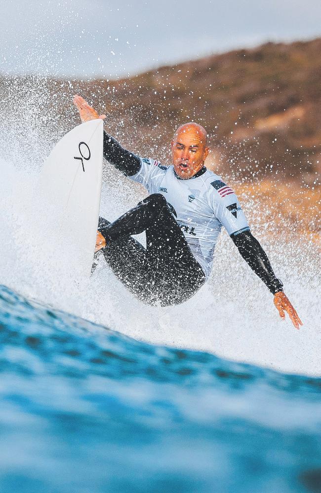 Eleven-time WSL Champion Kelly Slater of the United States surfs during the opening round at the Rip Curl Pro Bells Beach event. Picture: Ed Sloane/World Surf League