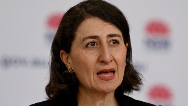 Premier Gladys Berejiklian provided a Covid-19 update in Sydney. Picture: NCA NewsWire/Bianca De Marchi.