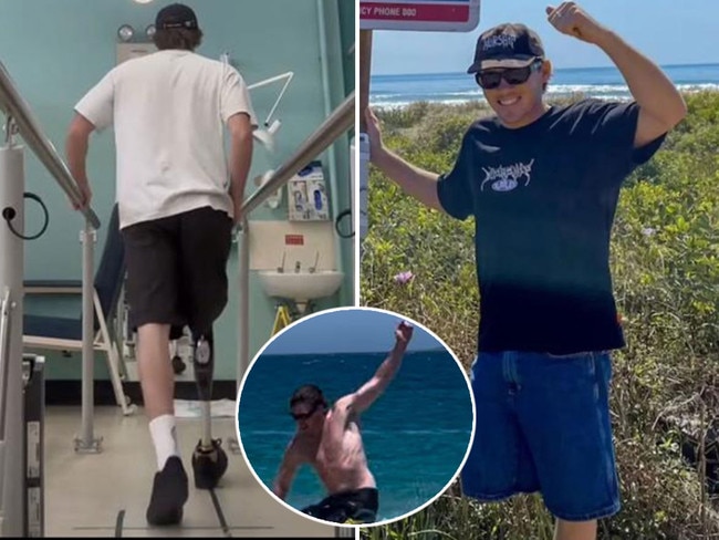 Port Macquarie shark attack victim Kai Mckenzie vowed to get back oput on the water after losing his leg when a shark attacked him whilke surfing. Piuctures: Instagram/Facebook