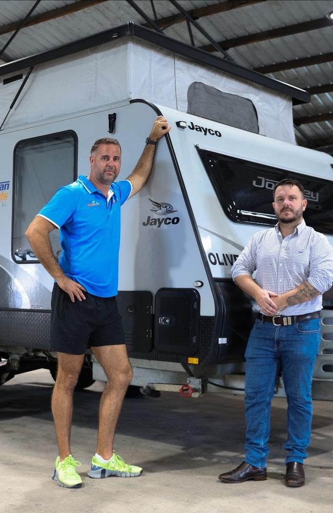 NQ Caravan Rentals owner Hayden Lilley with Federal Member for Herbert Phillip Thompson. Picture: Supplied.