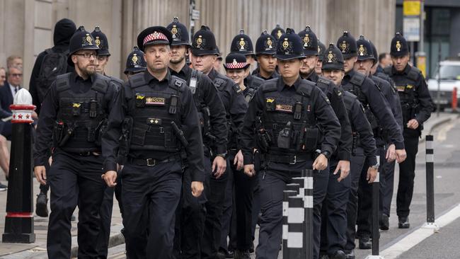 Authorities have deployed 10,000 police on the streets each day in the lead up to the Queen’s funeral. Picture: Getty Images