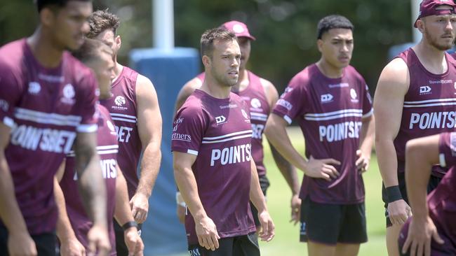 New Manly signing Luke Brooks during training. Picture: Jeremy Piper