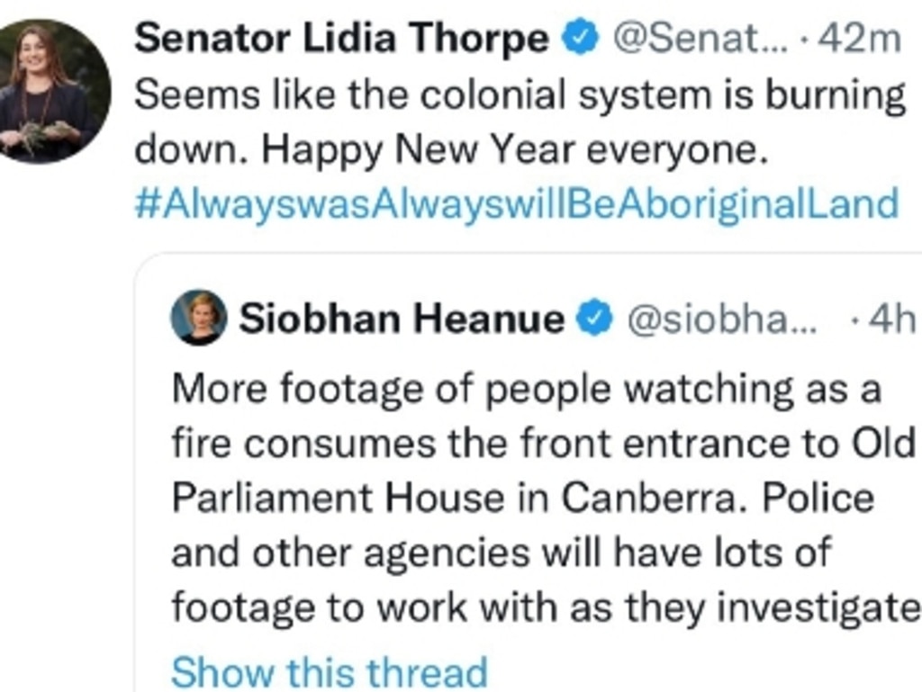 Senator Lidia Thorpe's tweet that has since been deleted.