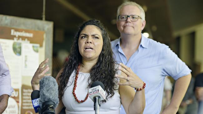 CLP candidate Jacinta Price with Prime Minister Scott Morrison in Jabiru, NT, last month. Picture: AAP