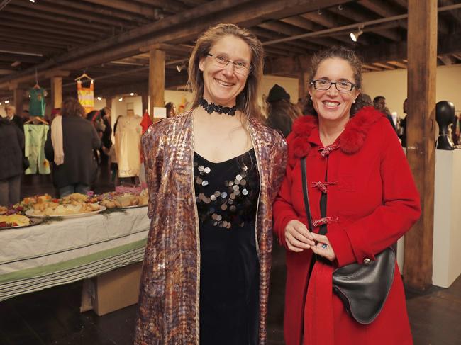 Mona Loofs-Samorzewski and Sophie Underwood from South Hobart, at the launch of Albuera Street Primary School and Selena de Carvalhoof’s exhibition Rubbish Ideas at the Salamanca Arts Centre. Picture: PATRICK GEE