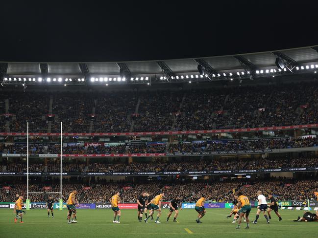 The MCG, pictured hosting the Wallabies-All Blacks match in 2023, could still be a chance of hosting a Rugby World Cup game. Picture: Getty Images