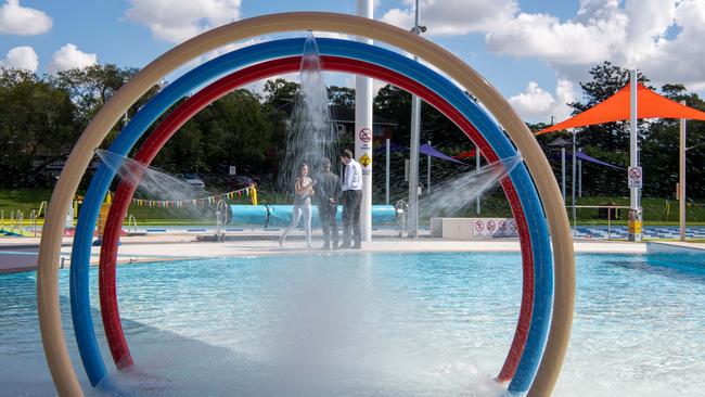 Vibrant play equipment is dotted throughout the pools. Picture: Monique Harmer