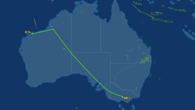 A Qantas flight was diverted en route to Broome. Picture: Flight Aware