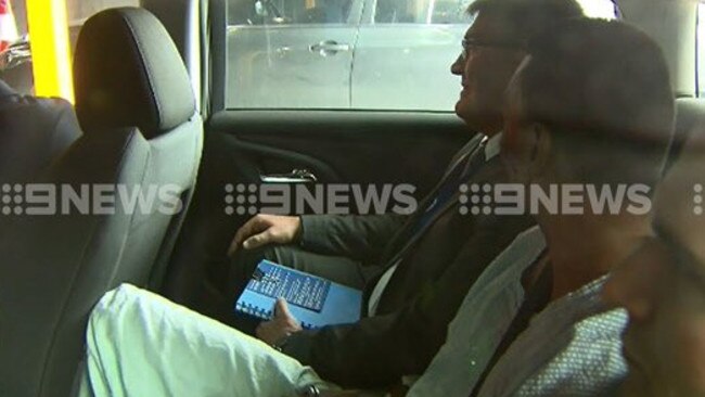 Dimitrious “Jimmy’’ Gargasoulas is taken to a police station to be interviewed. Picture: Nine News Melbourne Twitter