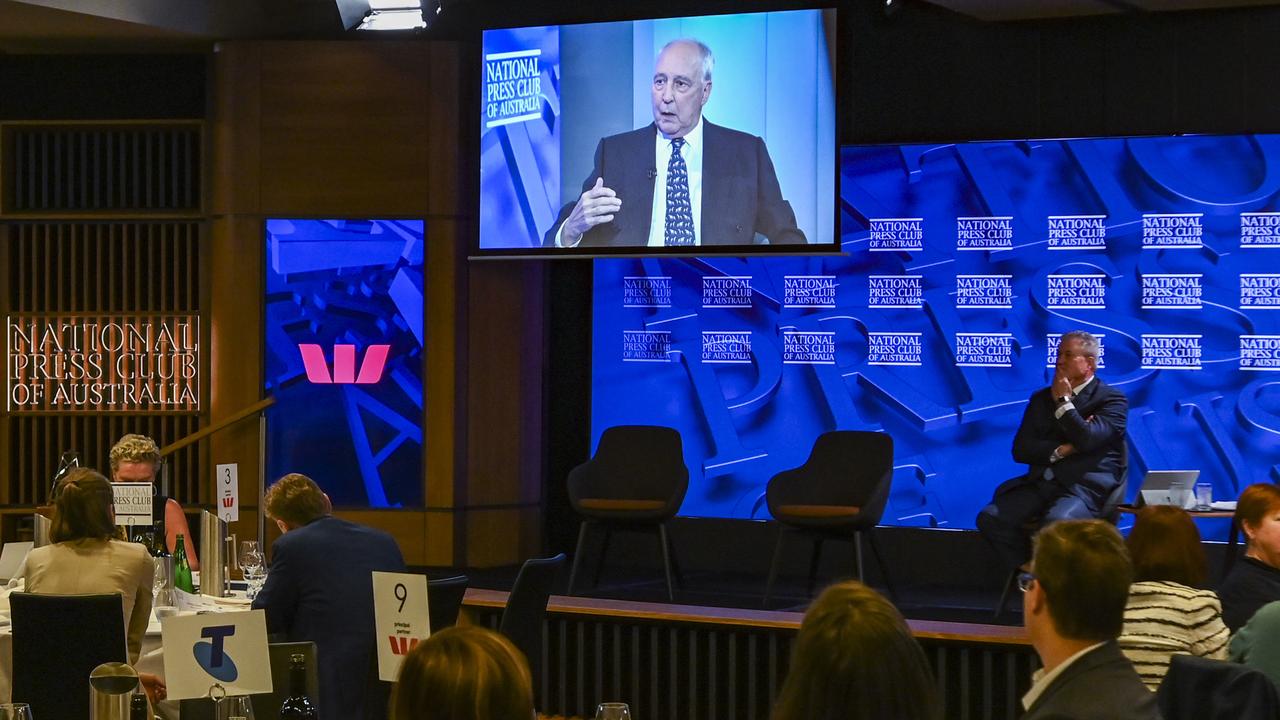 Mr Keating addressing the Press Club from Sydney. Picture: Martin Ollman/NCA NewsWire